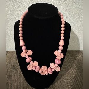 Vintage Pink Wooden Necklace